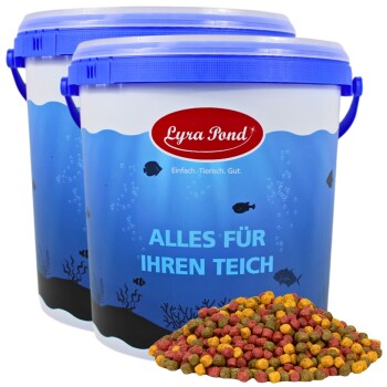 Bild von Lyra Pond® 2 x 10 L Pond Allround Mix im Eimer | Artgerechte Zusammensetzung für Teichfische | Für Kräftige Farben | Proteinreiches Fischfutter mit Astaxanthin | Hoch verdauliches Teichfutter