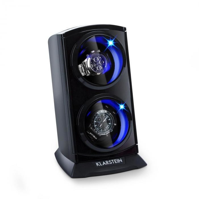 Bild von Klarstein Uhrenbeweger, Automatik-, Watch Winder, für Automatikuhren, Leiser Automatischer , Platz 2 Uhren, LED Beleuchtung, 3 Drehmodi, 4 Rotation, Schwarz
