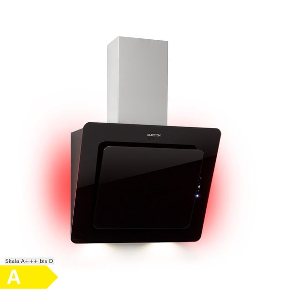 Bild von Klarstein Helena Dunstabzugshaube kopffrei, Kopffreihaube Wandhaube mit 595 m³/h, RGB Ambiente-Licht, Umluft & Abluft, LED-Beleuchtung, Touch-Control, 60 cm, schwarz