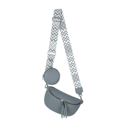 Bild von Bauchtasche Umhängetasche Crossbody-Bag Hüfttasche Kunstleder Italy-Design (L.Blue)