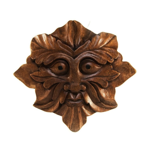 Bild von Wandschmuck Green Man – Naturgeist in Holz geschnitzt
