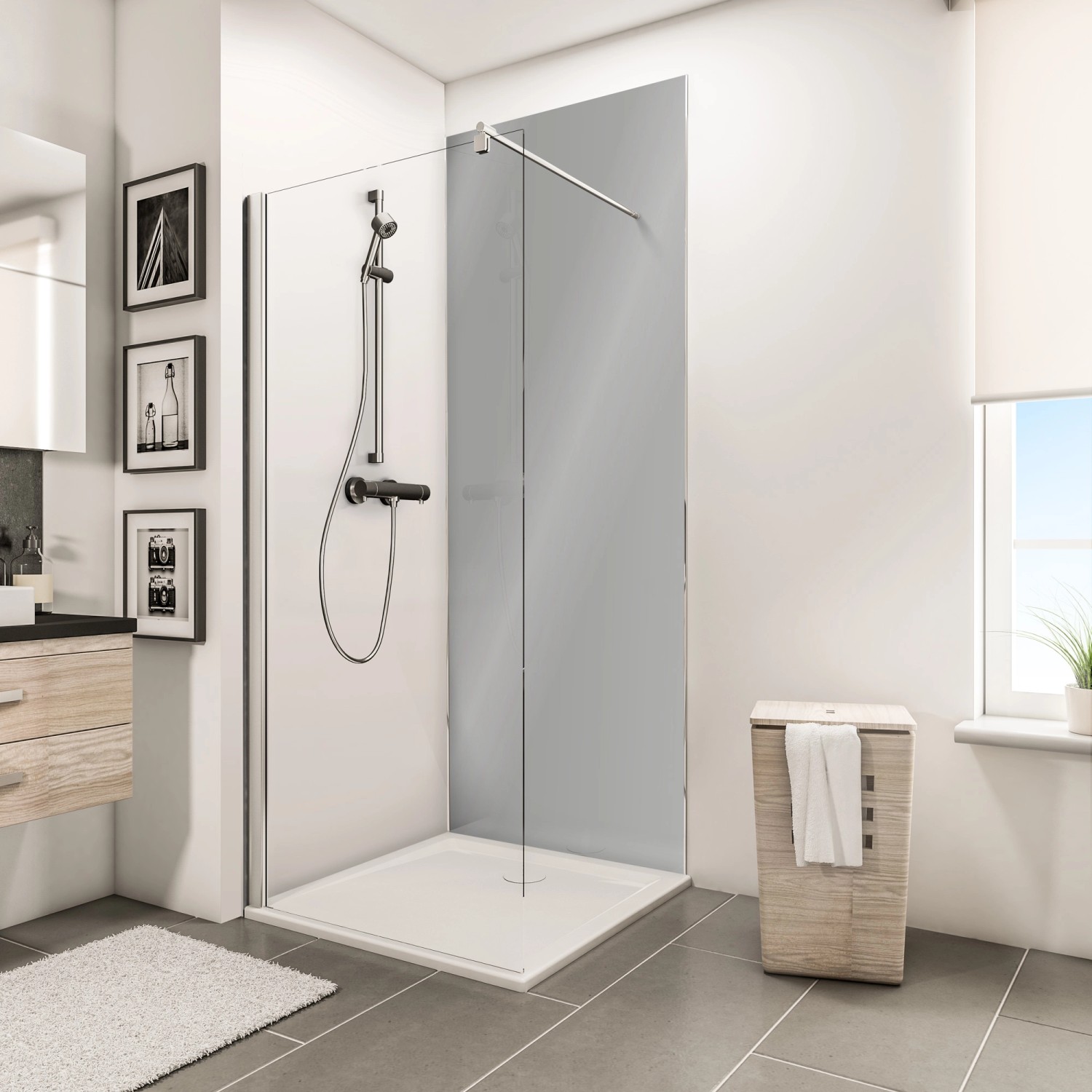 Bild von Schulte DecoDesign Duschrückwand Hochglanz Reflex Grau 210 x 100 cm