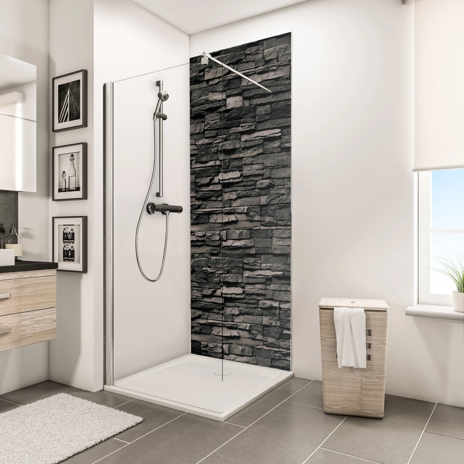 Bild von Schulte ExpressPlus DecoDesign Duschrückwand Dekor Verblender-Anthrazit210x100cm