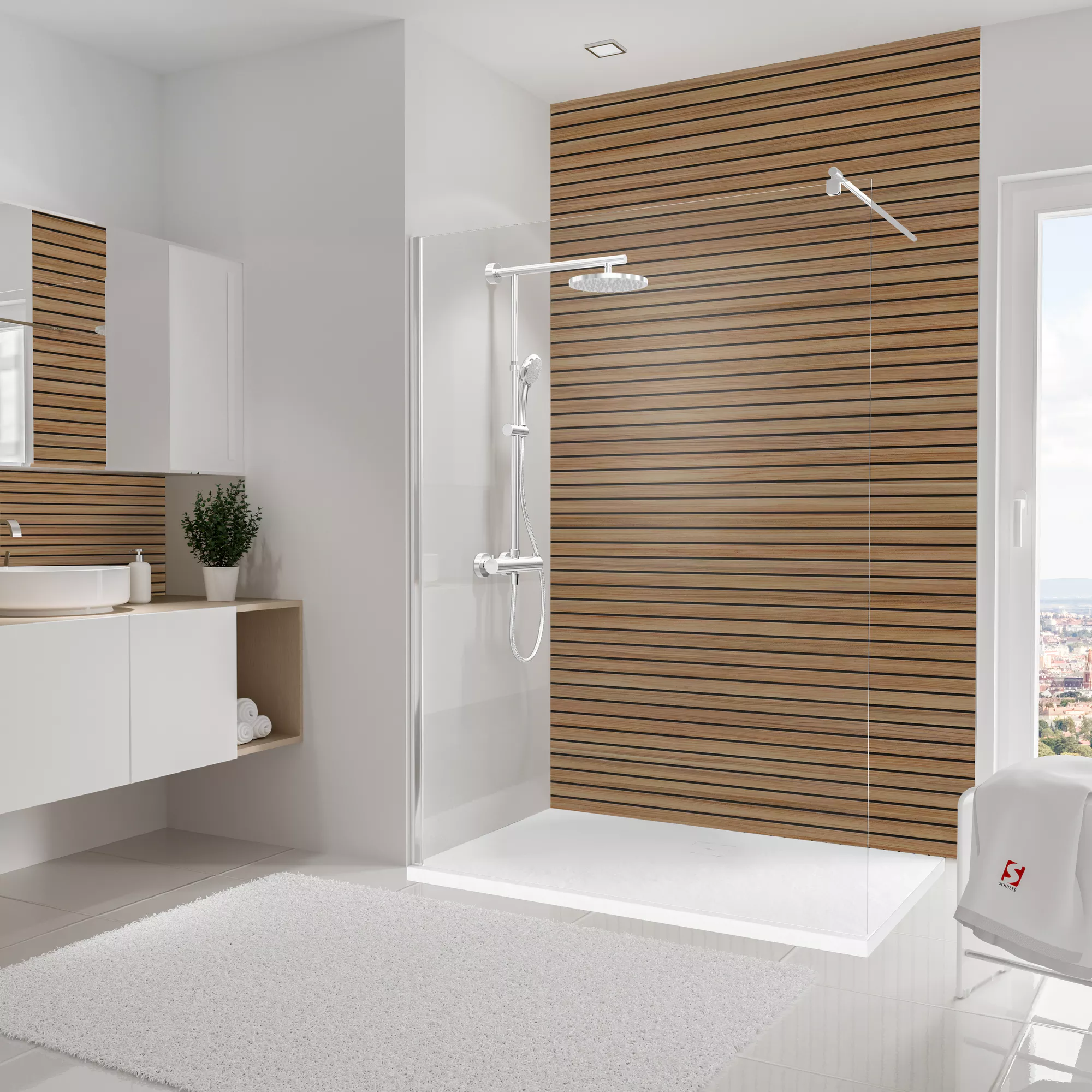 Bild von Schulte Duschrückwand 'DecoDesign' Lärche Japandi 150 x 255 cm