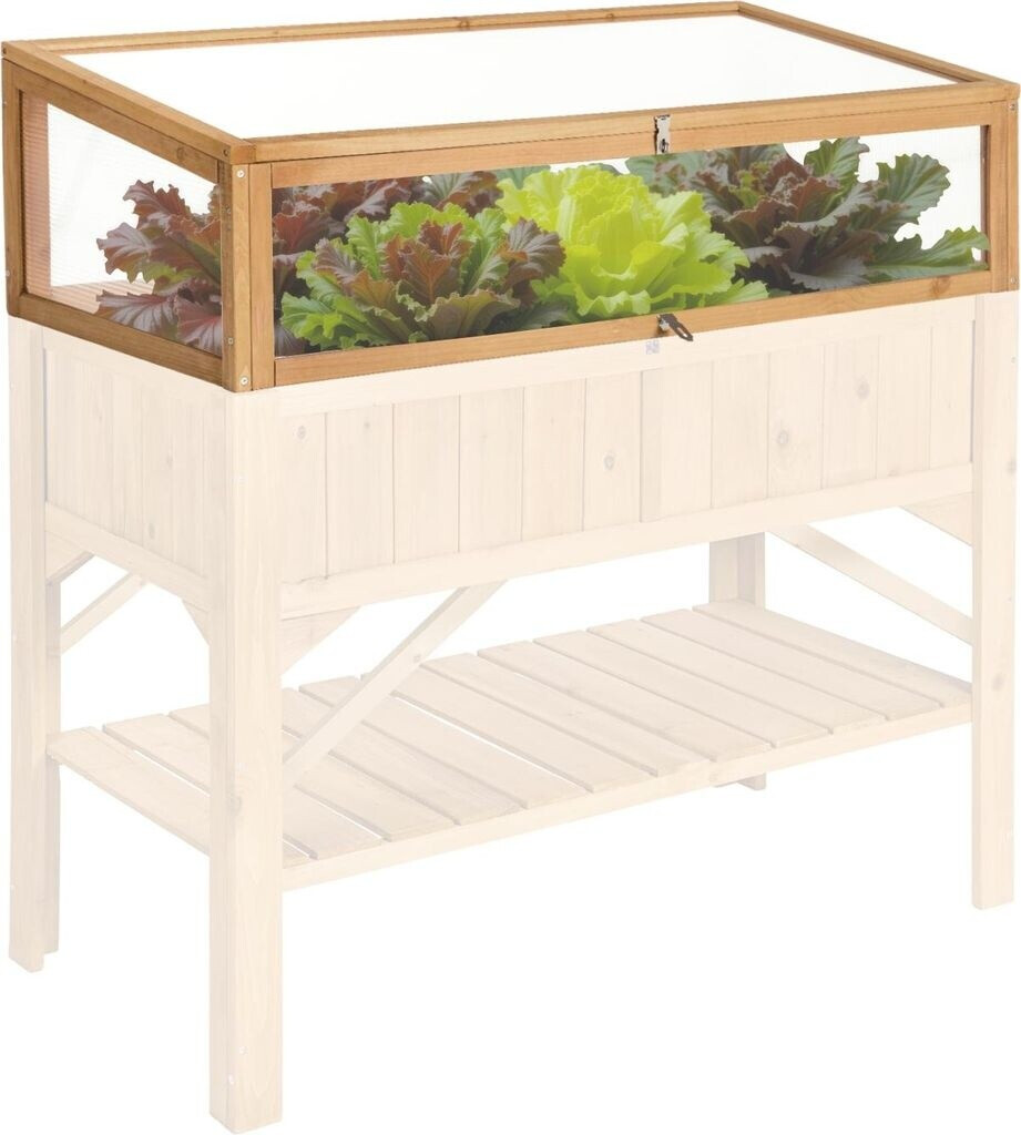 Bild von tectake® Frühbeet Aufsatz aus Holz, witterungsbeständig, Schutz vor Wind und Wetter, Frühbeetaufsatz mit funktionellen Hohlkammerplatten, 115 x 53 x 34 cm, kombinierbar Hochbeet 403232