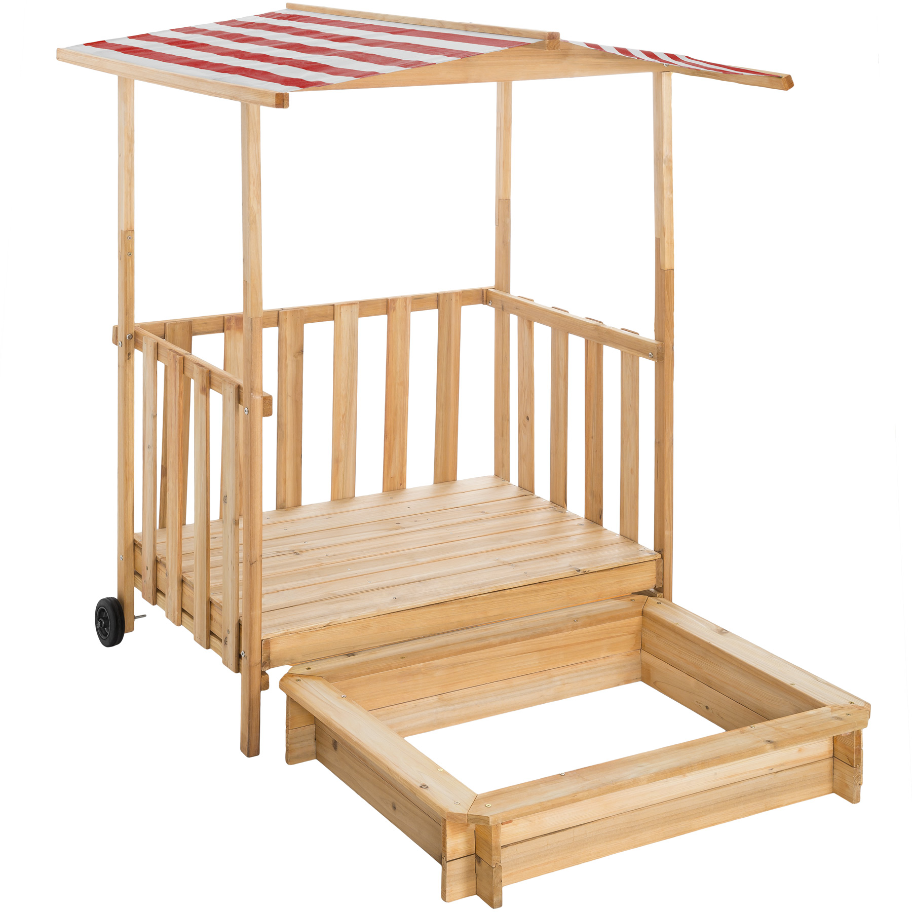 Bild von tectake Sandkasten Sandkiste und Spielveranda mit Dach 106x105x137cm, aus Holz