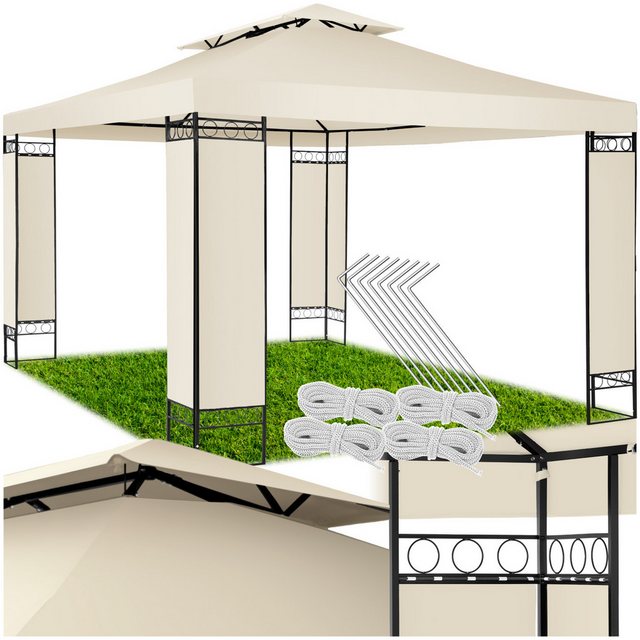 Bild von tectake Pavillon Gartenpavillon, mit 0 Seitenteilen, (390 x 290 x 265 cm, Komplettset), wasserabweisend