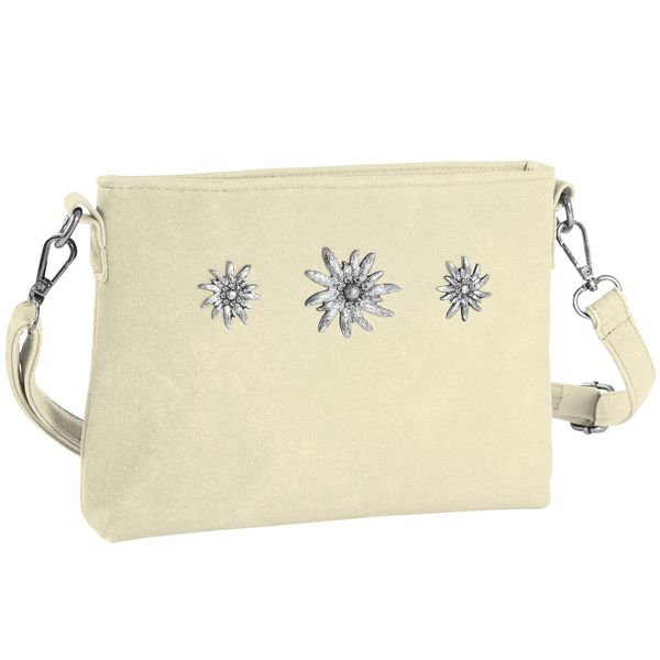 Bild von dressforfun 900651 Damen Trachten Handtasche mit Edelweiß Motiv, Schicke Trachtenhandtasche in Wildlederoptik (Beige | Nr. 303271)
