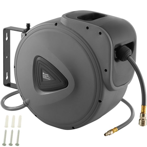 Bild von tectake® Druckluftschlauch mit Trommel, mit ¼ Zoll Schnellkupplung, Drehbereich 180°, inklusive Montagematerial