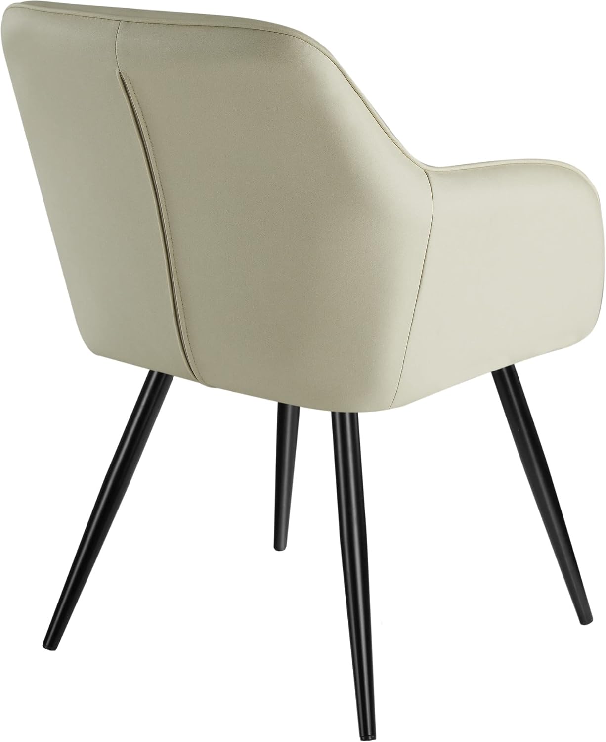 Bild von tectake 800871 6er Set Esszimmerstuhl mit Armlehnen, gepolsterte Stoff Sitzfläche, Schwarze Metallbeine, für Wohnzimmer, Esszimmer, Küche und Büro (Creme)