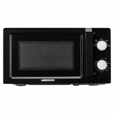 Bild von Medion MD 11475 Mikrowelle schwarz/weiß 20l -  700 Watt Leistung - 20l Garraumvolumen  30 Minuten Timer - Innenbeleuchtung  Auftaufunktion  Drehteller (spülmaschinengeeignet) (50073790)