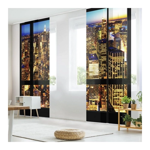 Bild von Bilderdepot24 Schiebegardine modern Flächenvorhang blickdicht New York Nacht