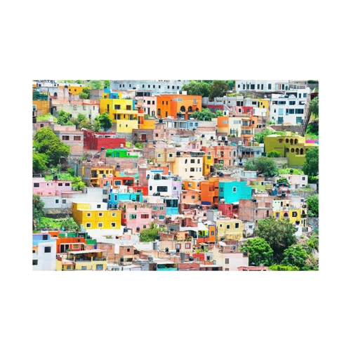Bild von Glasbild Architektur & Skyline Farbige Häuserfront Guanajuato
