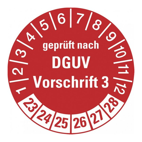 Bild von König Werbeanlagen Prüfplakette DGUV Vorschrift 3