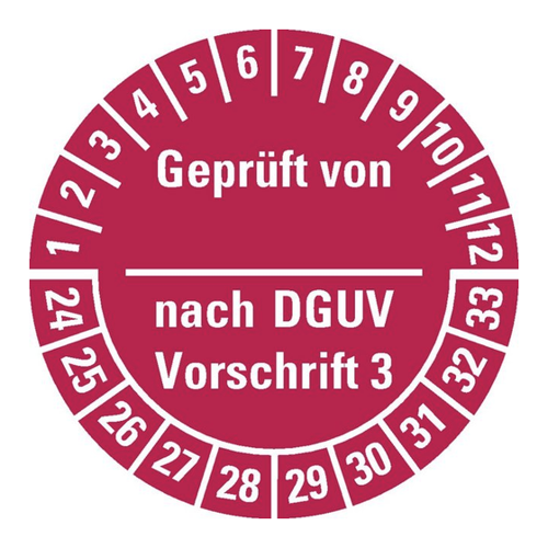 Bild von König Werbeanlagen Prüfplakette nach DGUV Vorschrift 3