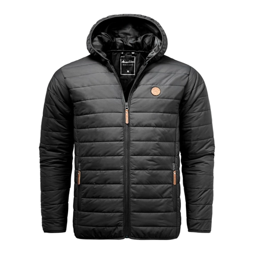 Bild von Amaci&Sons Herren Steppjacke Outdoor Basic Patch Kapuzen Jacke 9102 Grau XXL