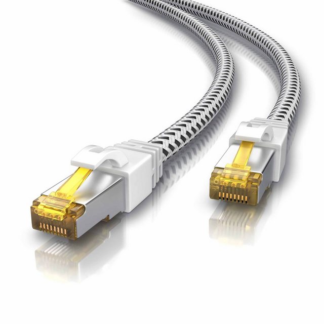 Bild von Primewire CAT.7 Netzwerkkabel Baumwollmantel, Gigabit Ethernet CAT 7 LAN Kabel, 10000 Mbit/s Patchkabel (S/FTP, CAT7, 7.50 m), Netzwerkkabel