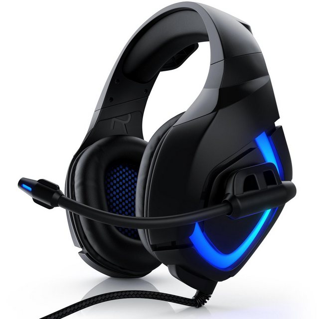 Bild von CSL Gaming Headset mit Mikrofon, Kopfhörer für Windows/Mac/Linux /PS4/PS4 Pro (Kabelgebunden), Gaming Headset, Schwarz