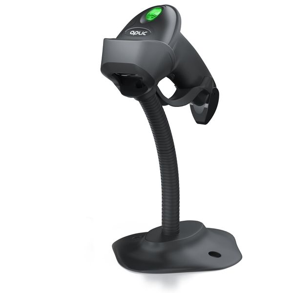 Bild von Aplic Wireless Barcode Scanner, Handscanner 2.4 GHz 1D 2D, 2000 mAh, Barcodescanner inkl. Standfuß (1D-Barcodes, 2D-Barcodes), Barcode-Scanner, Schwarz