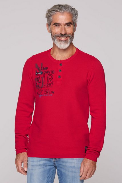 Bild von Camp David Herren Henley-Pullover Stone Washed Flight Red 4XL