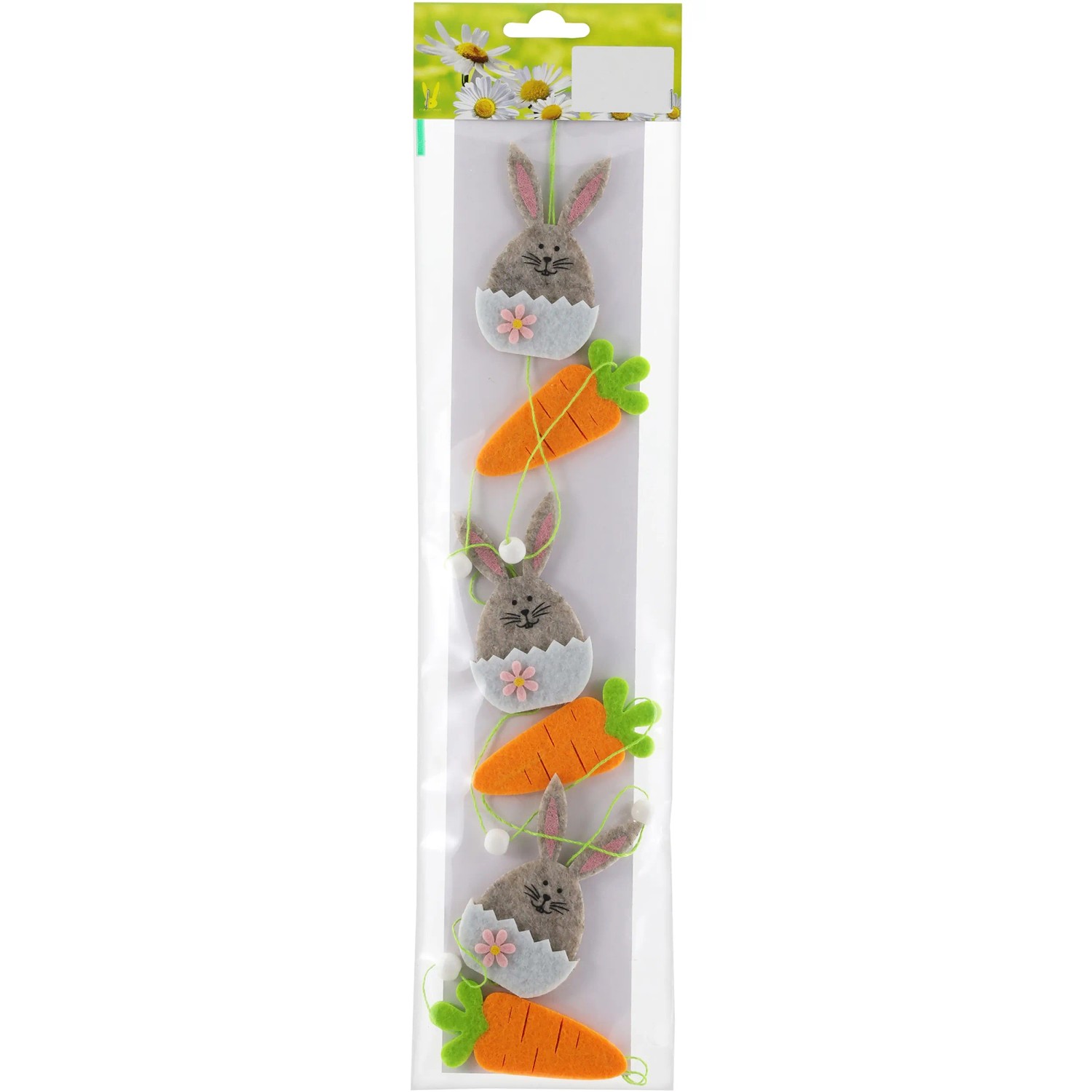 Bild von Filzgirlande Hasen und Karotten 1,5 cm x 9,5 cm x 38 cm Grau-Orange