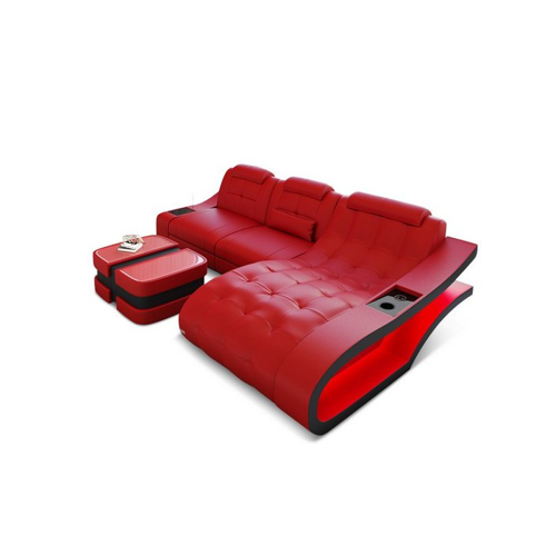 Bild von Sofa Dreams Ecksofa Leder Sofa Couch Elegante Ledercouch, L-Form Ledersofa mit LED, wahlweise mit Bettfunktion