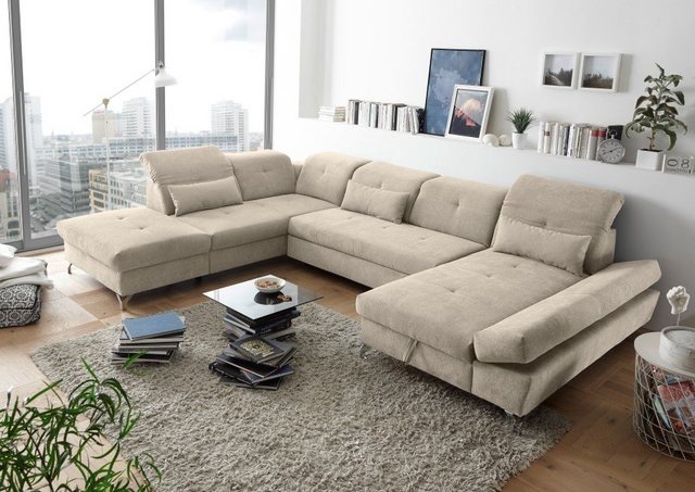 Bild von Wohnlandschaft Melfi von Ed Exciting Design – Modernes U-Form Sofa mit Schlaffunktion und Bettkasten