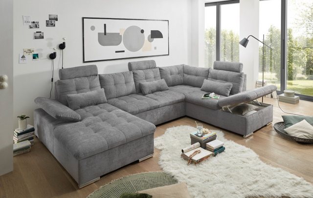Bild von ED EXCITING DESIGN Wohnlandschaft Jakarta, mit Schlaffunktion, Bettkasten, Kopfstützen,Nierenkissen
