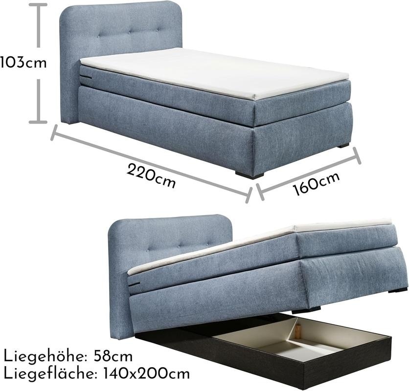 Bild von uno Boxspringbett mit Bettkasten Paula