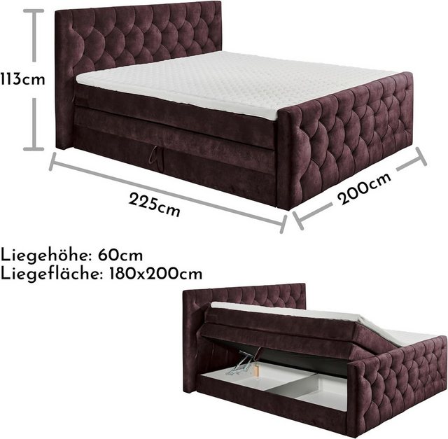 Bild von ED EXCITING DESIGN Boxspringbett Cashfield, inkl. einem Topper mit Klimaband und zwei Bettkästen (74)