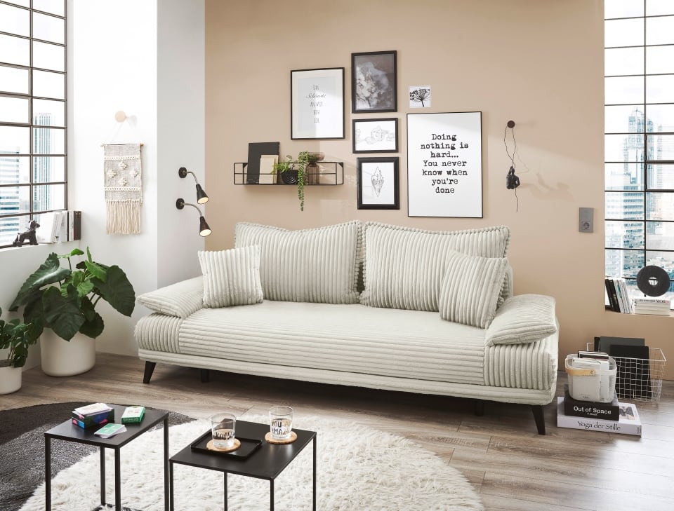 Bild von Ed Exciting Design Sofa Carla - Elegantes Schlafsofa in verschiedenen Farben erhältlich mit Ambience Cord Bezug, Schlaffunktion &amp; Bettkasten