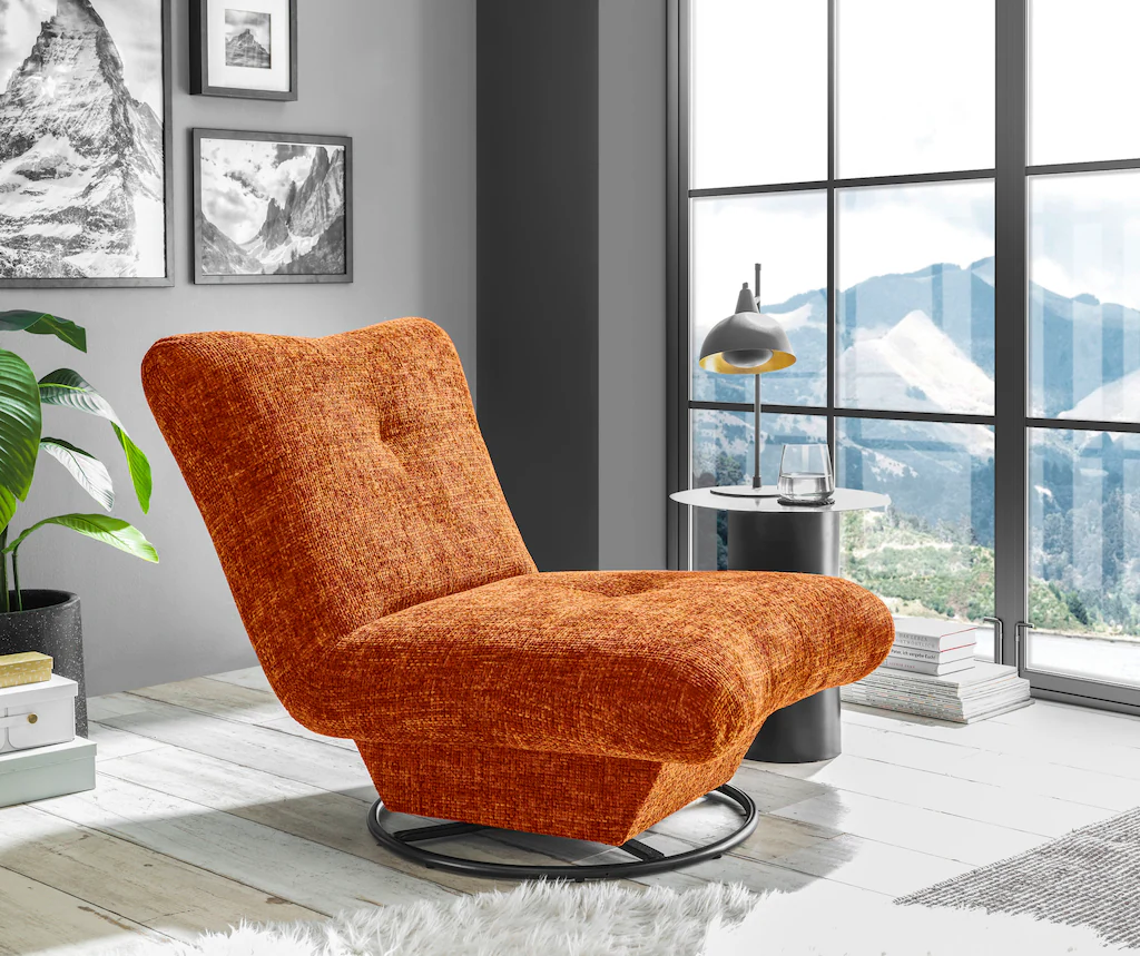 Bild von Sessel MARANELLO Wohnzimmer, Orange - Bequemer Fernsehsessel Relaxsessel drehbar - 96 x 75 x 93 cm (B/H/T)