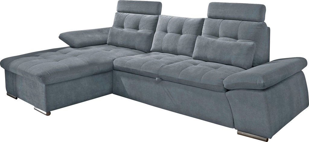 Bild von ED EXCITING DESIGN Ecksofa "Nalo L-Form", mit Bettfunktion, Kopfstützen, Nierenkissen, Armteilverstellung