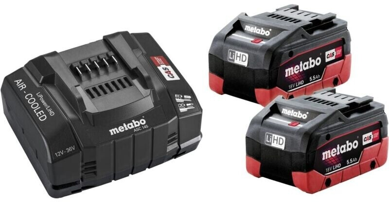 Bild von Metabo Basic-Set 2 x LiHD 5.5Ah SE 685190000 Werkzeug-Akku und Ladegerät 18V 5.5Ah LiHD