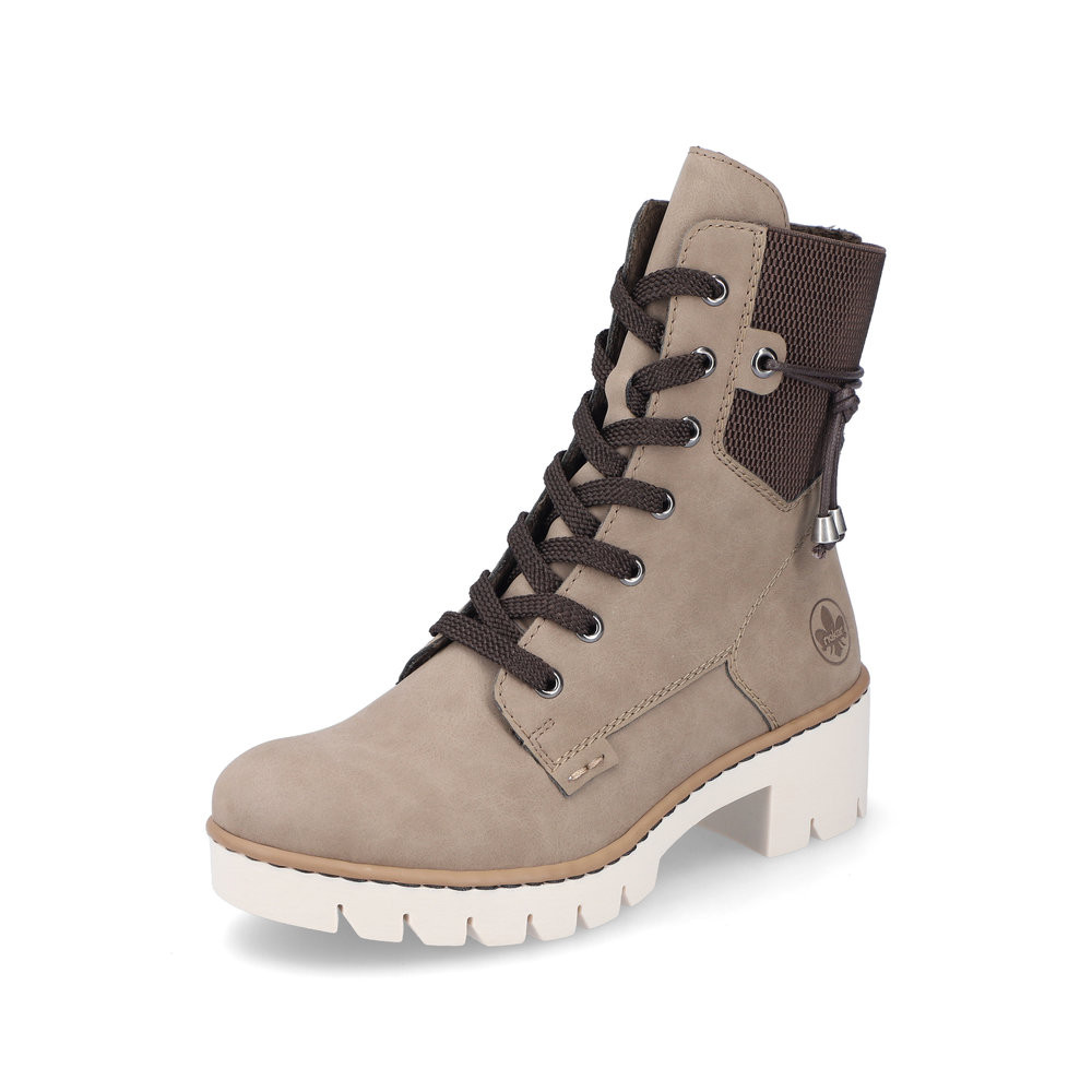 Bild von Rieker Damen Schnürstiefeletten X5720, Frauen Stiefeletten,schnürboots,Boots,Stiefel,Bootee,Booties,halbstiefel,beige (64),42 EU / 8 UK
