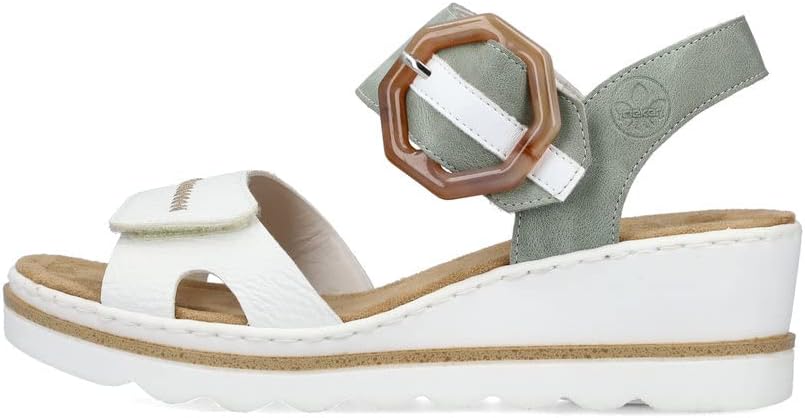Bild von Rieker Damen Klassische Sandalen 67476, Frauen Sandalen,Sommerschuhe,Freizeitschuhe,offene Schuhe,Strandschuhe,Weiss Kombi (38),40 EU / 6.5 UK
