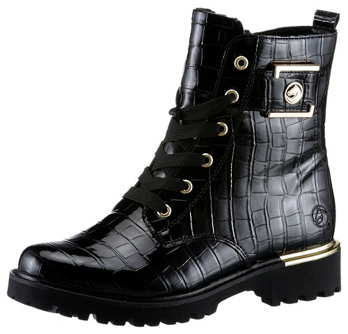 Bild von Remonte Schnürstiefelette, Blockabsatz, Schnürboots im Kroko-Look, Innenreißverschluss