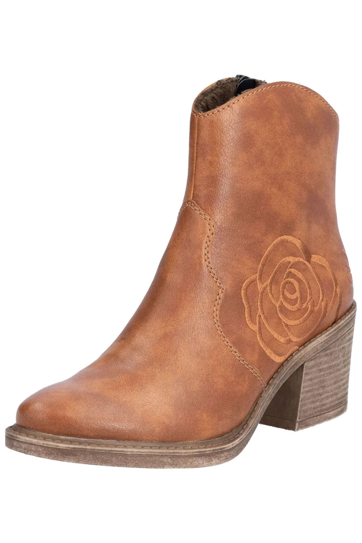 Bild von Rieker Westernstiefelette, Cowboyboots, Stiefelette, Blockabsatz, mit Blumenstickerei seitlich