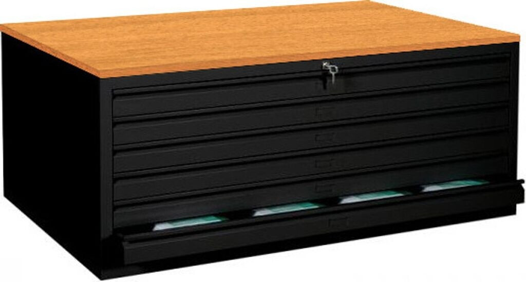 Bild von LÜLLMANN Planschrank buche, tiefschwarz 6 Schubladen 113,5 x 83,5 x 60,5 cm