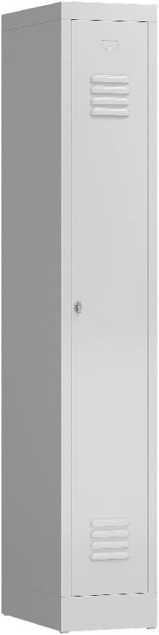 Bild von Lüllmann Spind Spint komplett montiert für Umkleideräume 180x31x50cm Stahl-Kleiderspind Gaderobenschrank (RAL 9003/9003 signalweiß/signalweiß)