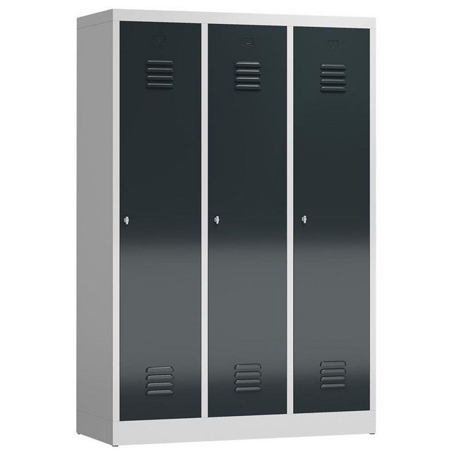 Bild von Steelboxx Spind ClassiX Garderobenschrank, 3 Abteile mit S/W-Trennung, 1800 x 1185 x (1-St) Komplett verschweißt und montiert, keine Montage erforderlich