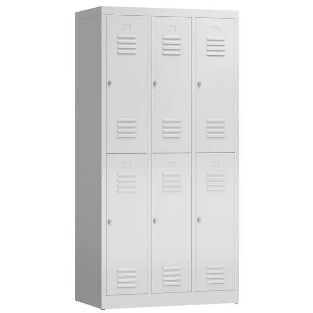 Bild von Steelboxx Spind ClassiX Garderobenschrank, 3 Abteile doppelstöckig, 1800 x 870 x 500 (1-St) Komplett verschweißt und montiert, keine Montage erforderlich