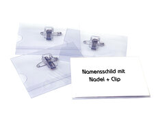Bild von Ausweishalter, Namensschildhalter mit Kombi-Clip + Nadel, 55x86mm, 50 Stk.