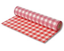 Bild von Biertischdecke mit Leinenstruktur rot/weiss, sehr stabil, 0,75 x 100m