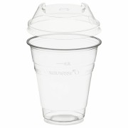 Bild von BIO Trinkbecher 300ml + Domdeckel C-Loch stapelbar aus Biokunststoff,  50 Stk.