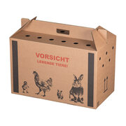 Bild von Transportkarton für Kleintiere  580x310x370mm mit Tragegriff, Luftlöchern und Automatikboden - Größe L