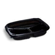 Bild von Mehrweg Menüschalen 3-geteilt 240 x 210 x 40 mm Mikrowellengeeignet schwarz 1000ml, 100 Stk.