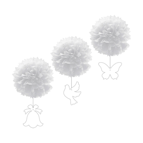 Bild von Pompons mit Figuren aus Papier – dekorative Raumgestaltung