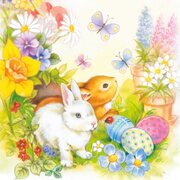 Bild von Osterservietten 3-lagig, 33 x 33 cm Motiv Ostern mit Hasen, 20 Stk.