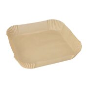 Bild von Backpapierzuschnitte für Heißluftfritteusen Mikrowelle Backofen 23 x 23 x 4,5cm braun, 100 Stk.